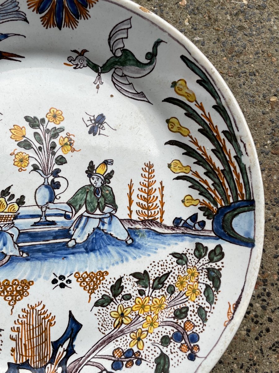 Moulins - 18th Century Earthenware Plate With Chinese And Grotesque Decor-photo-4